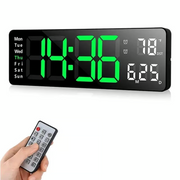 13-inch digital wall clock with temperature and date – product image 7