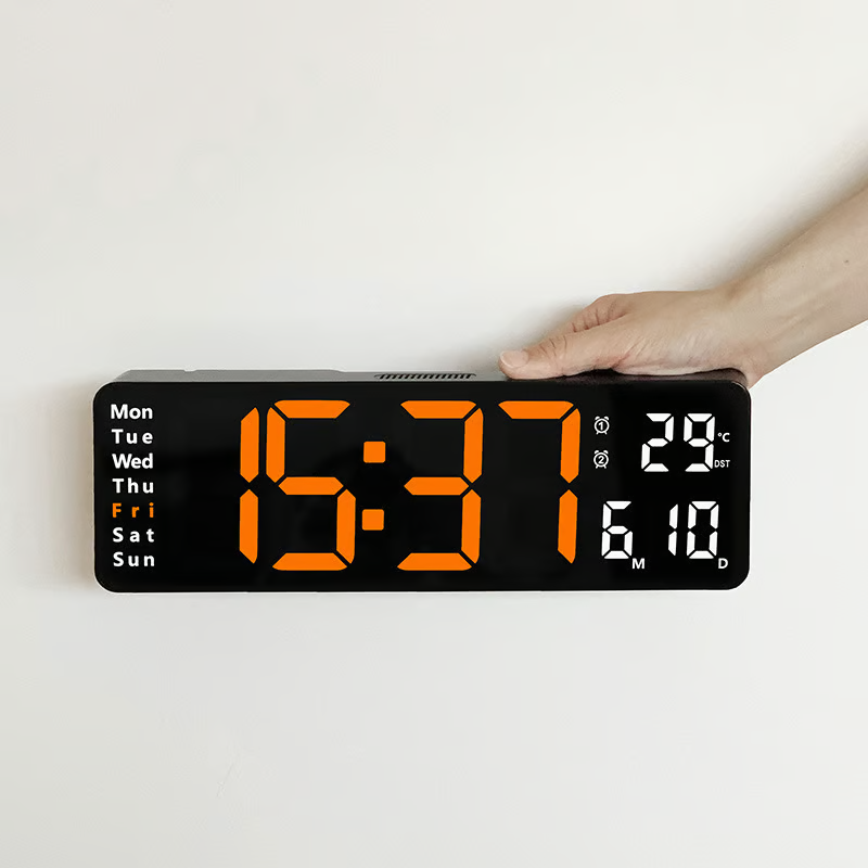 13-inch digital wall clock with temperature and date – product image 2