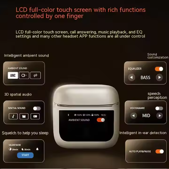 touchscreen ANC wireless earbuds – product image 2