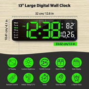 13-inch digital wall clock with temperature and date – product image 11